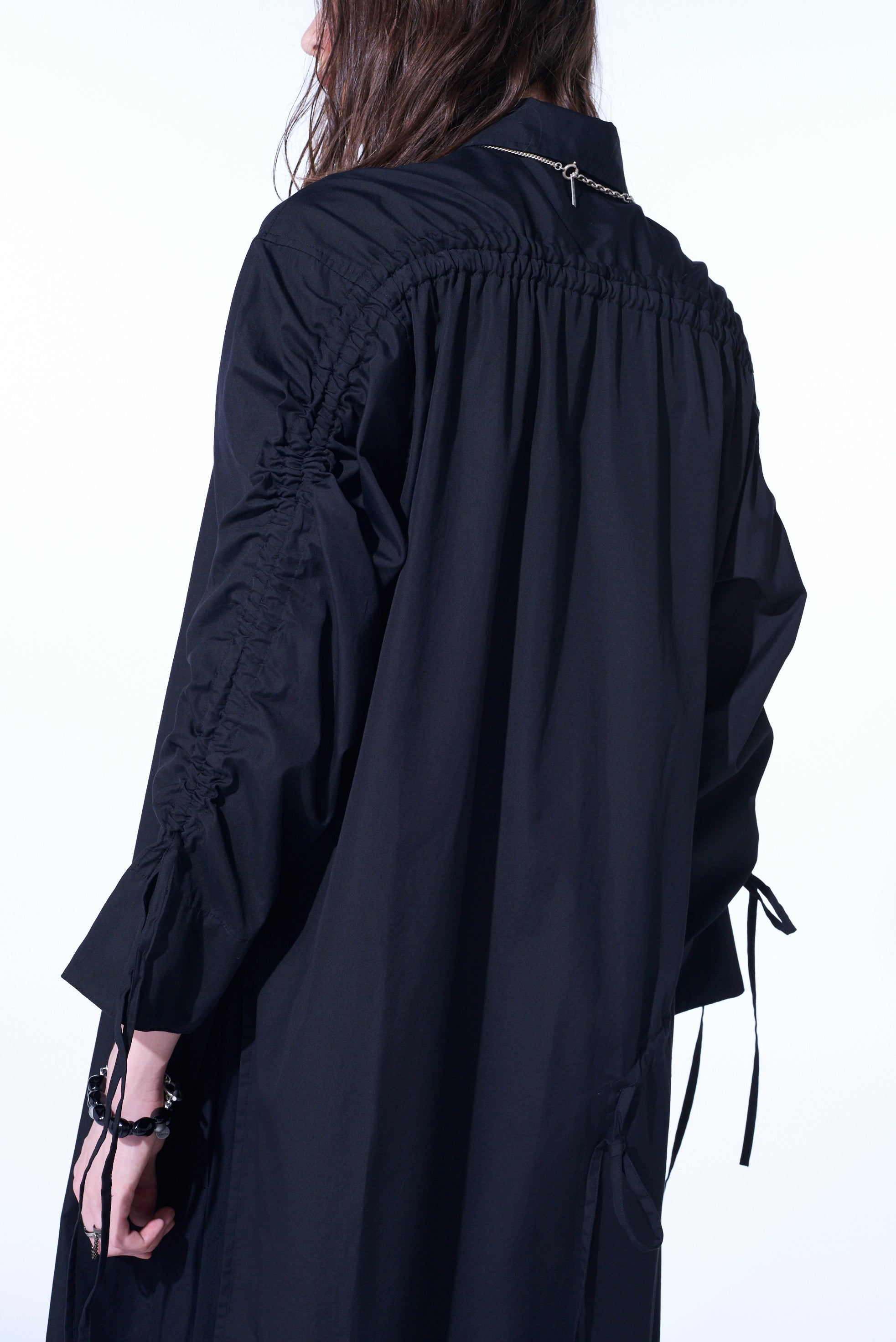 Oversized Cotton Broadcloth Long Shirt with Gathered Strings - Comfortable Loose Fit Casual Top for Women | Perfect for Layering, Beach Cover-Up & Everyday Wear