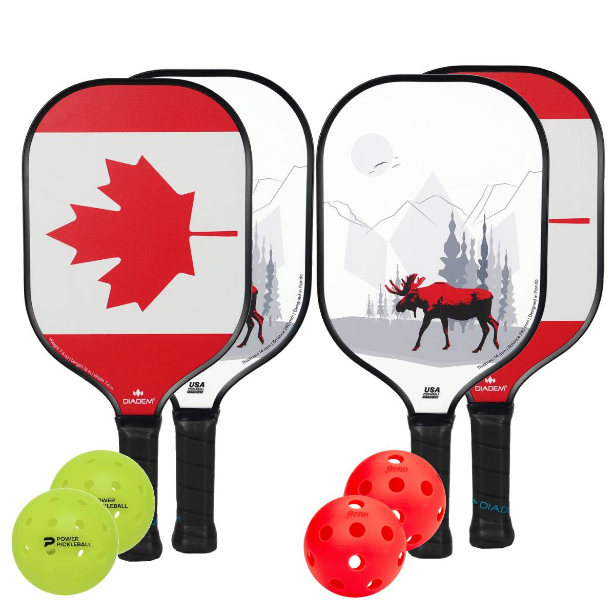 Diadem Riptide Pickleball Paddle Set of 4 - Premium Carbon Fiber Paddles with Cushion Grip | Perfect for Competitive Play, Tournaments & Outdoor Recreation