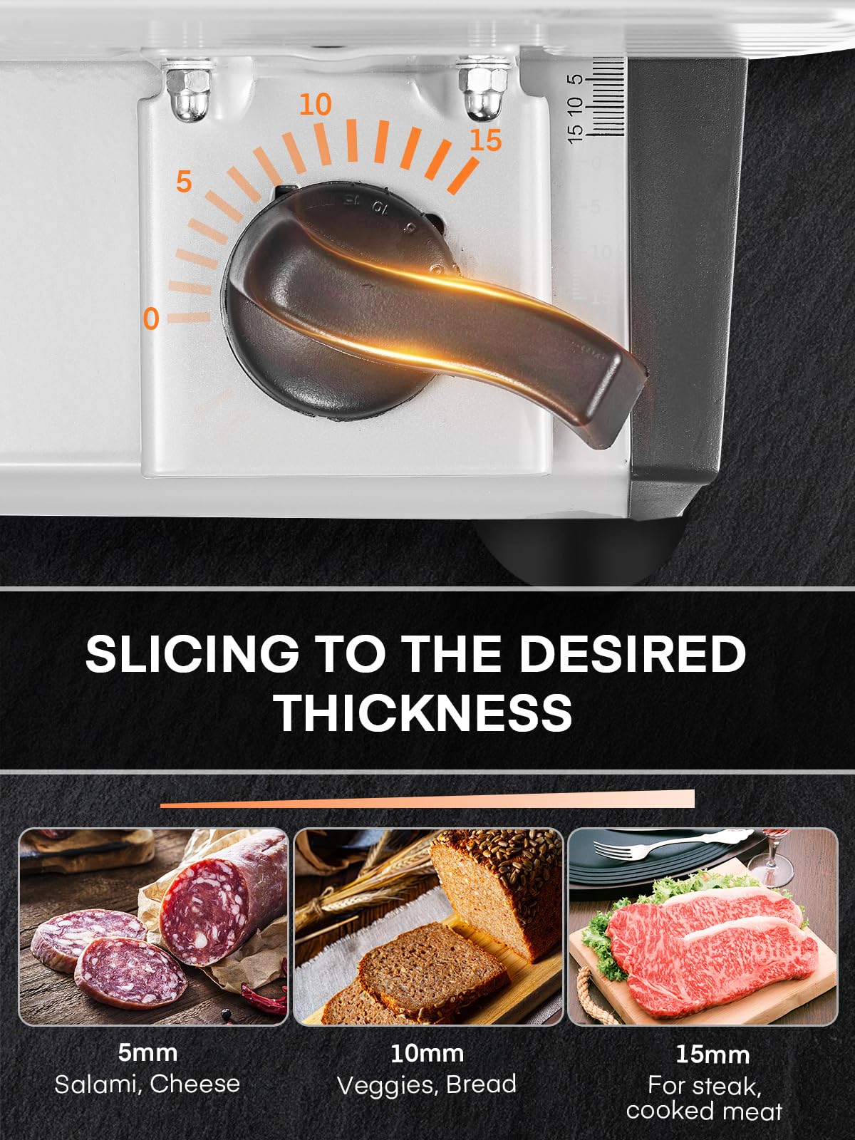 FOHERE 200W Electric Meat Slicer for Home Use - 7.5
