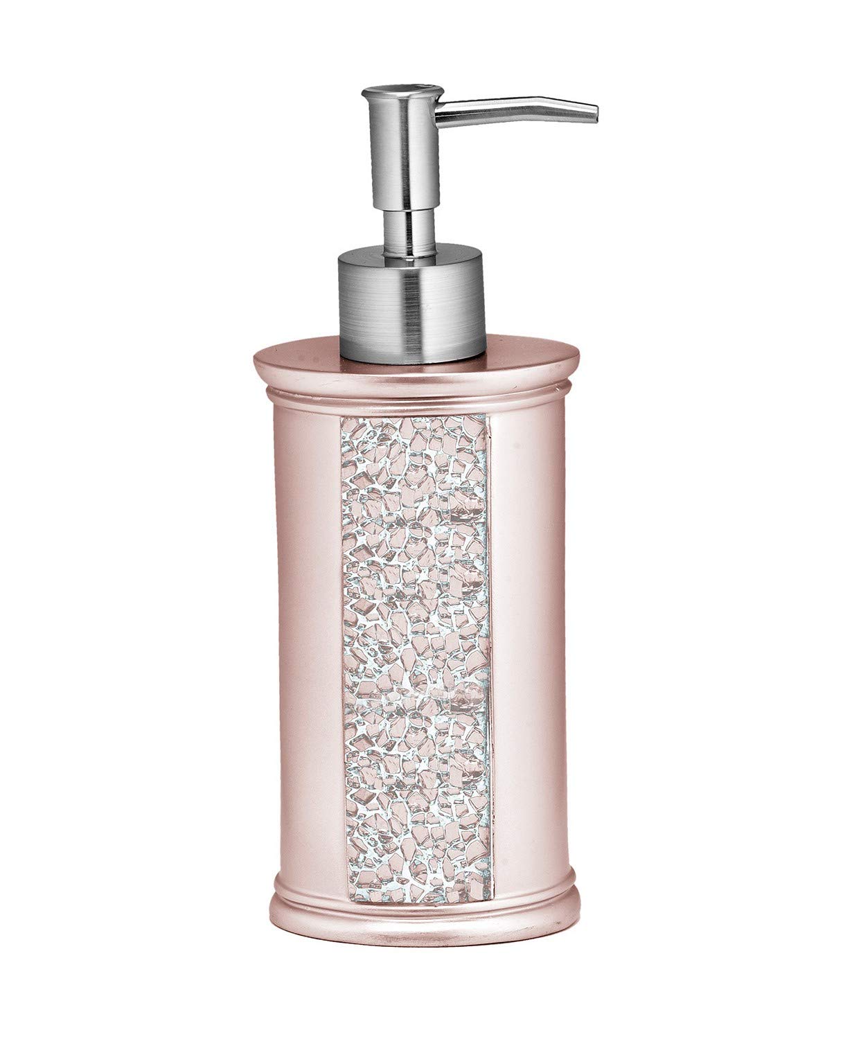 Refillable Blush Lotion Pump Dispenser - 8oz Front Mosaic Design for Bathroom & Kitchen - Perfect for Liquid Soap, Shampoo, Body Wash & Essential Oils - Elegant Home & Salon Organizer (8
