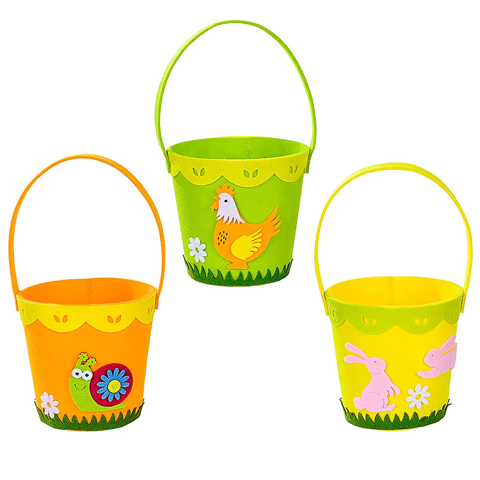 Keebgyy 3-Piece Felt Easter Egg Basket Set - Cute Easter Bucket Bags for Kids to Carry Eggs & Candies - Festive Party Decorations for Easter Celebrations, Egg Hunts, and Spring Home Decor