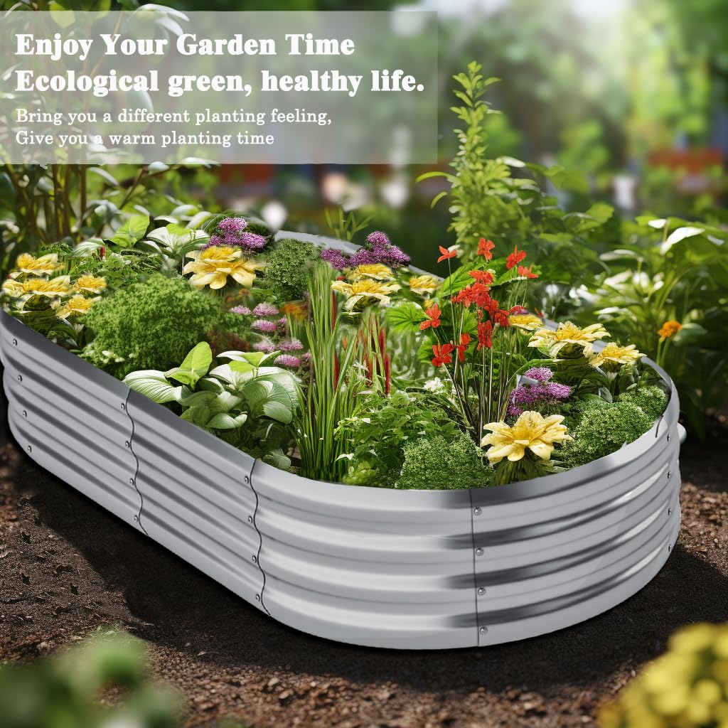 8x2x1.5ft Galvanized Metal Raised Garden Bed Kit - Large Outdoor Planter Box for Vegetables, Flowers, Fruits & Herbs - Durable Deep Gardening Beds for Backyard, Patio & Urban Farming