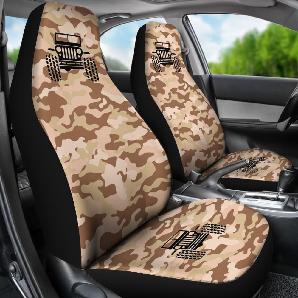 Premium Brown Camouflage Tan Jeep Seat Covers - Durable & Stylish Car Accessories for Wrangler, Cherokee & Grand Cherokee - Perfect for Off-Road Adventures & Daily Commutes