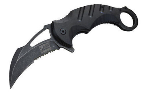 Karambit Claw Spring Assisted Folding Knife - Stonewash Serrated Blade with Black G10 Handle - Perfect for Outdoor Survival, Camping & Tactical Use