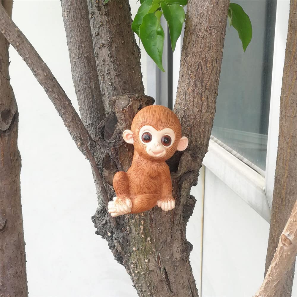Cute Animal Figurine Planter Pot Hangers - Set of 3 Resin Hanging Monkey Sculptures for Outdoor Garden Decor, Flower Pot Climbing Ornaments | Perfect for Patio, Balcony & Indoor Plant Displays