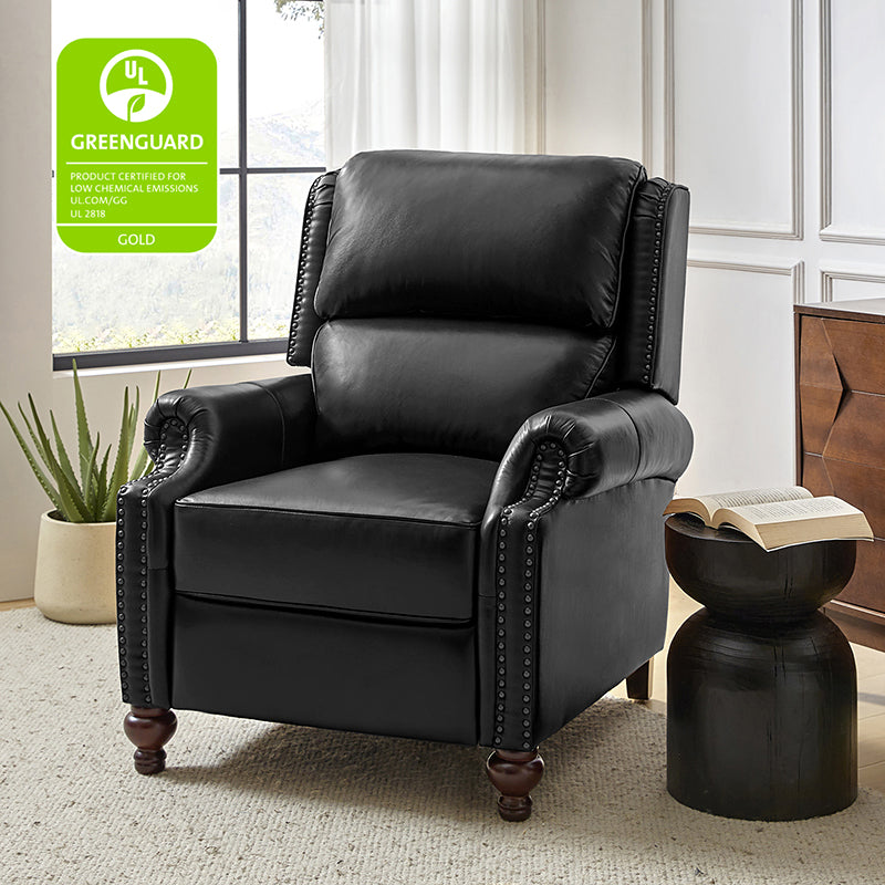 Mid Century Modern Genuine Leather Recliner Chair - Consuela Handcrafted Lounge Chair for Living Room, Office & Home Theater