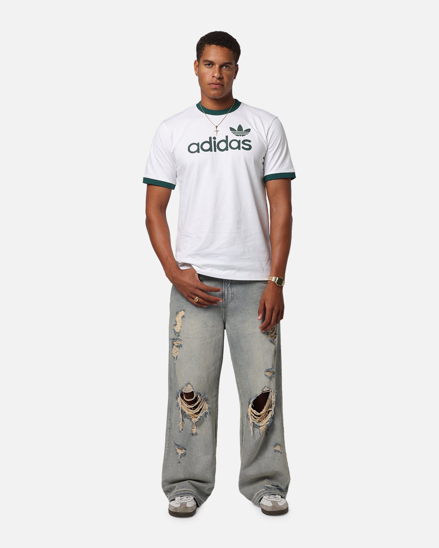 Adidas Men's Classic White T-Shirt - Comfortable Cotton Crewneck Tee for Casual Wear & Gym Workouts