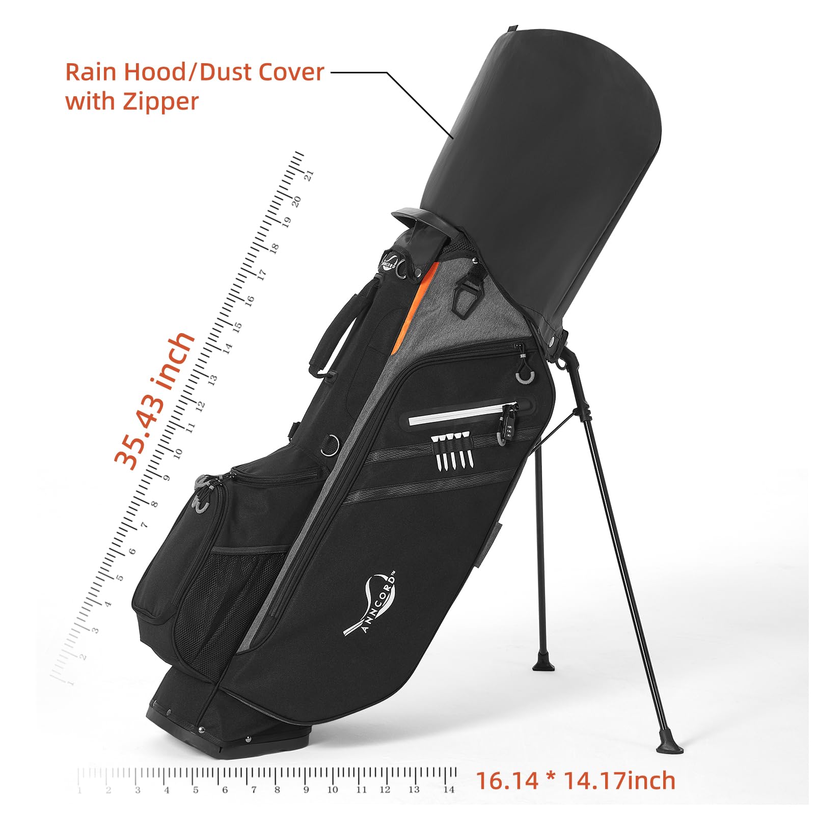 Lightweight 14-Way Golf Stand Bag with Full-Length Dividers, 7 Pockets & Dual Strap - Portable Golf Club Bag for Men & Women with Rain Hood - Perfect for Course Play, Driving Range & Travel
