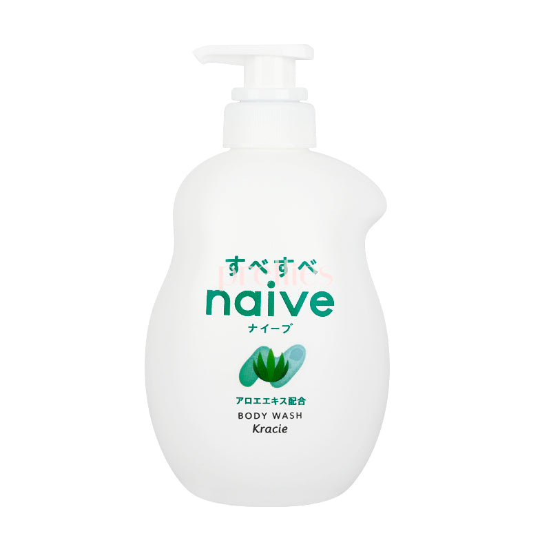 Kracie Naive Aloe Body Wash for Dry Skin - 530ml (17.9oz) Green Floral Scent - Moisturizing & Refreshing Shower Gel - Perfect for Daily Use & Relaxing Bath Time (169525)