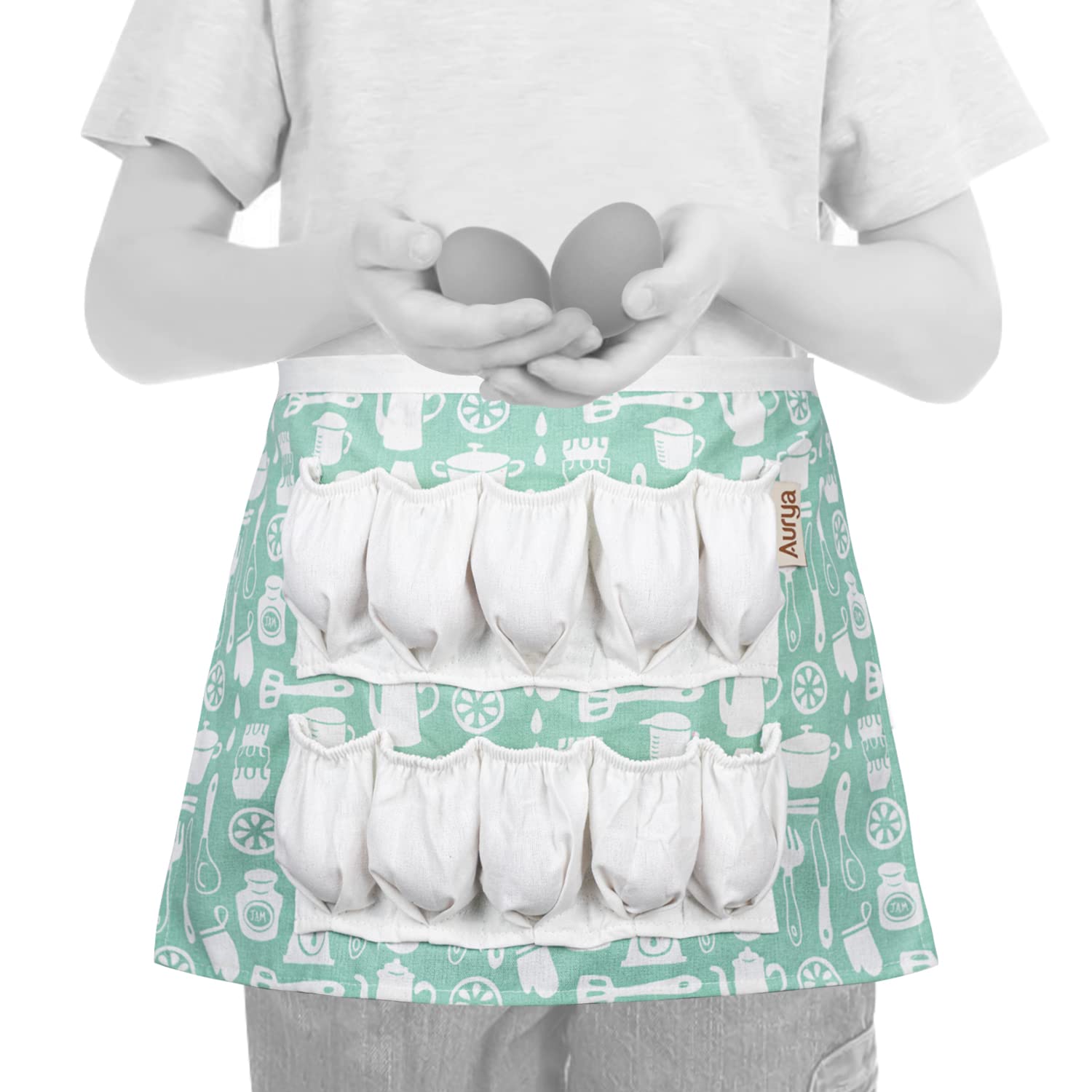 Aurya Kids Egg Collecting Apron - Chicken, Hen, Duck, Goose Gathering Holder for Children | Fun Farm-Themed Apron for Egg Collection | Perfect for Farm Visits, Easter Egg Hunts & Pretend Play
