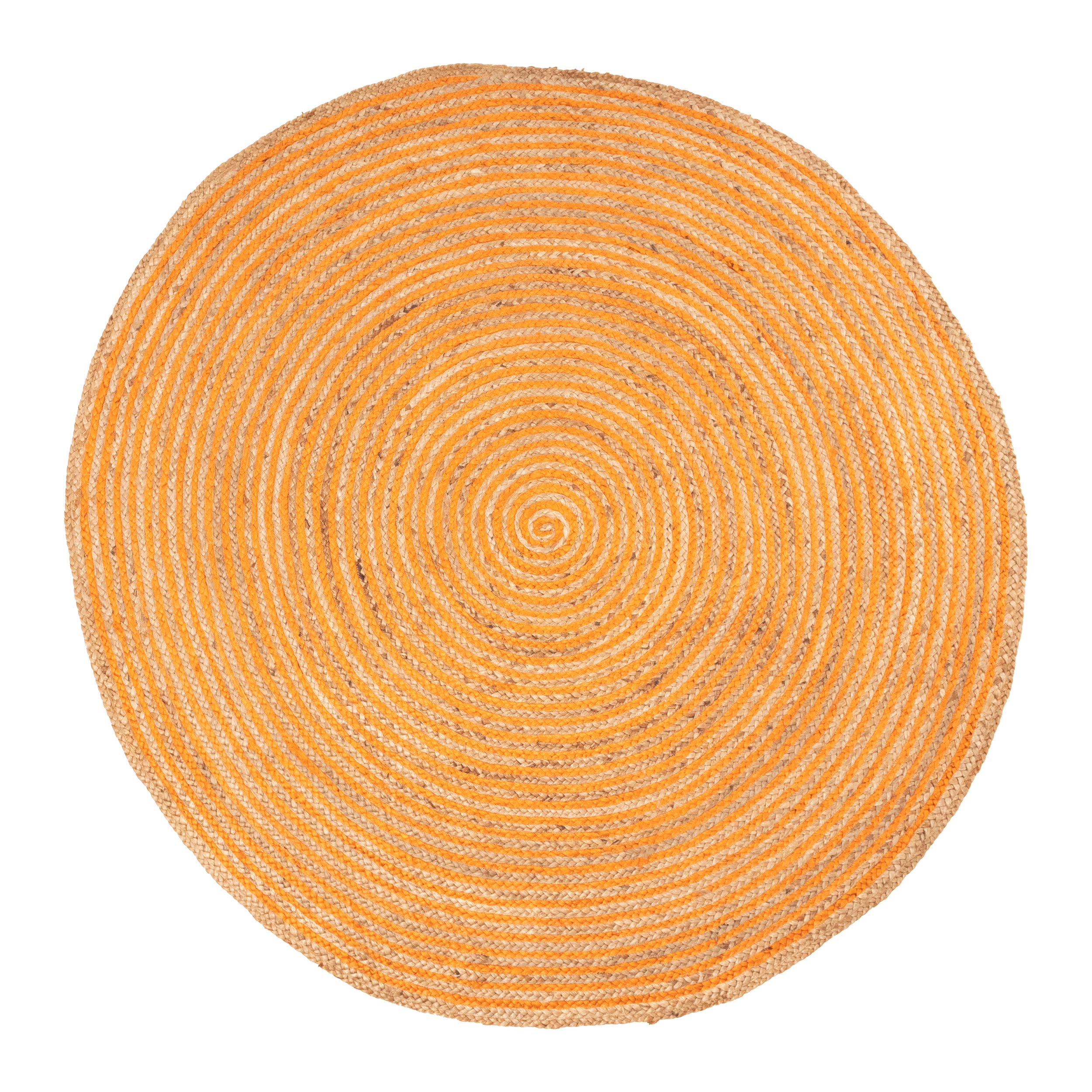 Premium Handwoven Braided Jute Area Rug - Natural Orange 8' Round Indoor Floor Mat for Living Room, Dining Room, Bedroom & Office - Eco-Friendly Farmhouse Decor Perfect for Cozy Home, Boho Style Spaces & High-Traffic Areas