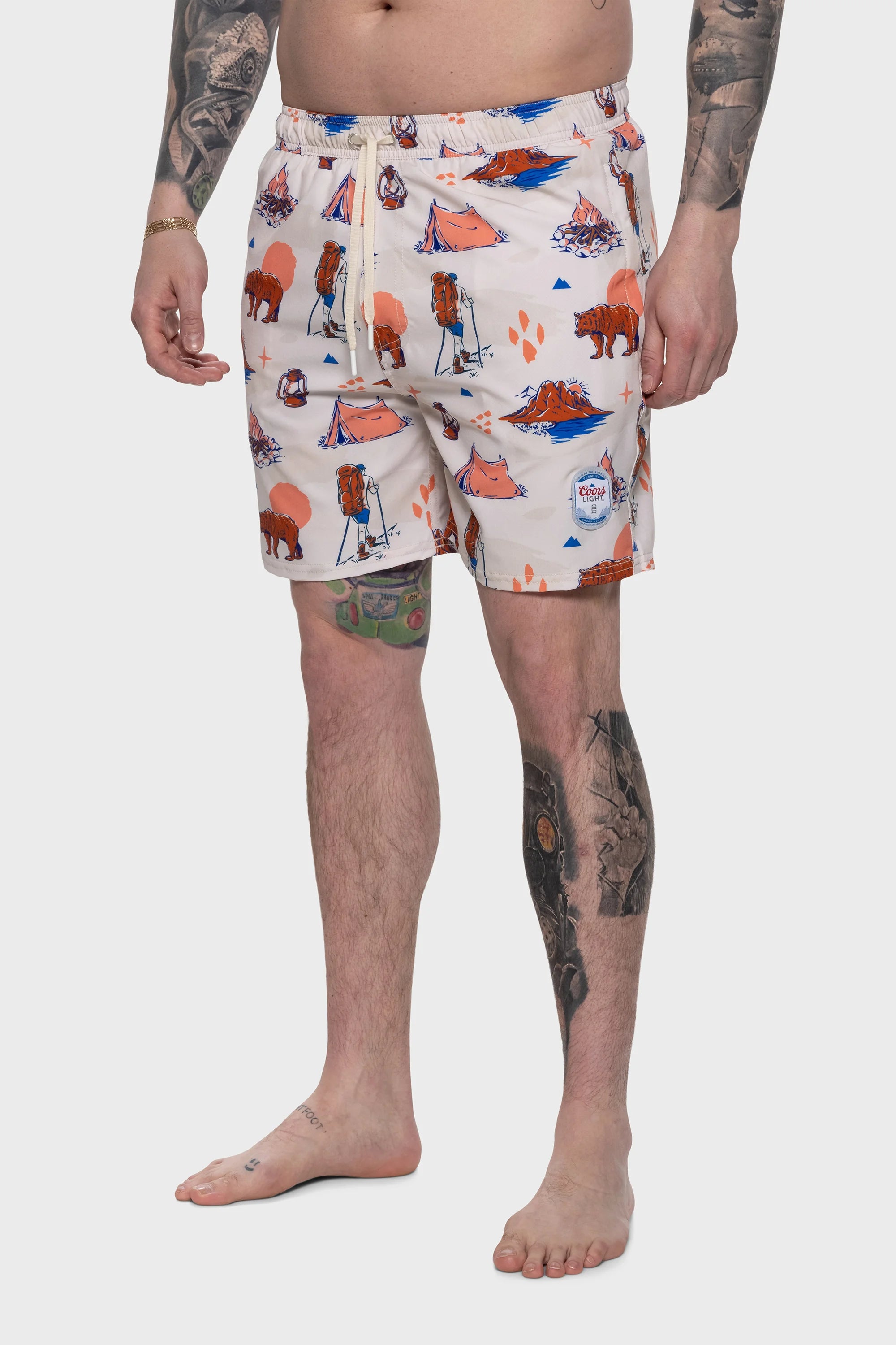 Coors Light Swim Shorts for Men - Quick Dry Beach Shorts with Pockets - Perfect for Swimming, Surfing, and Summer Vacations