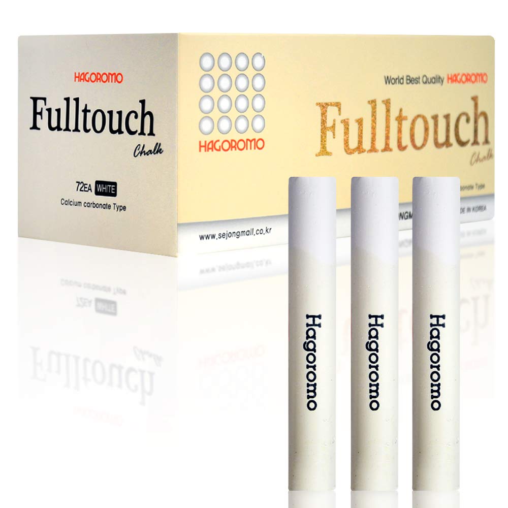 Hagoromo Fulltouch Color Chalk - 72 Pieces White Chalk Set for Classroom, Teaching, Blackboard & Sidewalk Drawing - Premium Dustless Chalk for Teachers and Artists