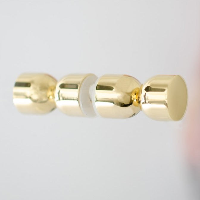 Polished Brass Double Glass Shower Cup Round Door Knob - Elegant Bathroom Hardware for Shower Doors and Cabinets
