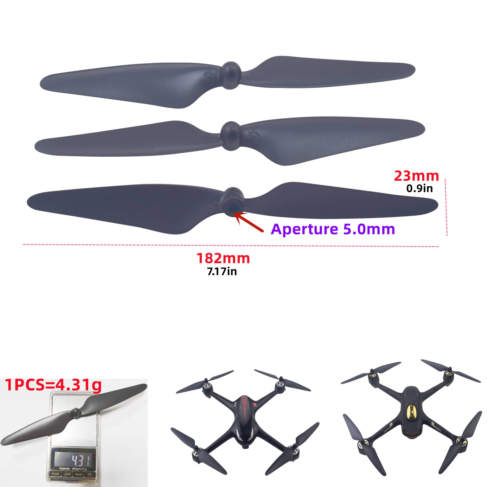 Fytoo 4pcs Hubsan H501S RC Drone Propellers with 4 Protection Covers - Spare Parts & Accessories for Quadcopter Repair and Replacement - Perfect for Outdoor Flying and Aerial Photography
