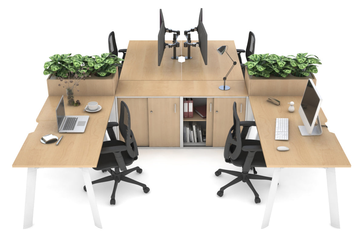 4-Person Switch Workstation with Uniform Spine & Cable Management - 1800L x 800W (4 Units) - Ideal for Office, Coworking Spaces & Home Offices