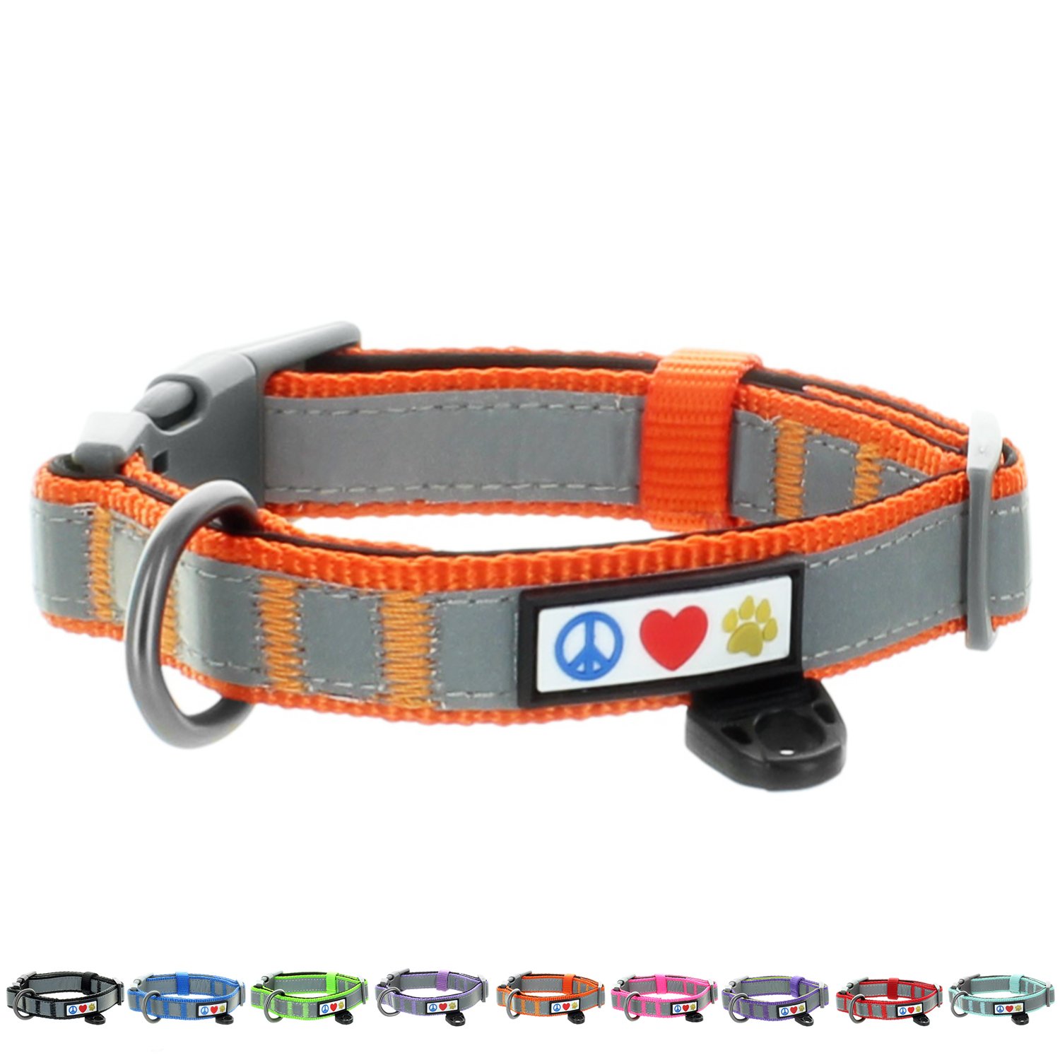 **Pawtitas Soft Adjustable Reflective Classic Padded Dog Collar for Large Dogs | Heavy Duty Training Collar with Comfortable Padding | Ideal for Walking, Running & Outdoor Adventures (Orange)**