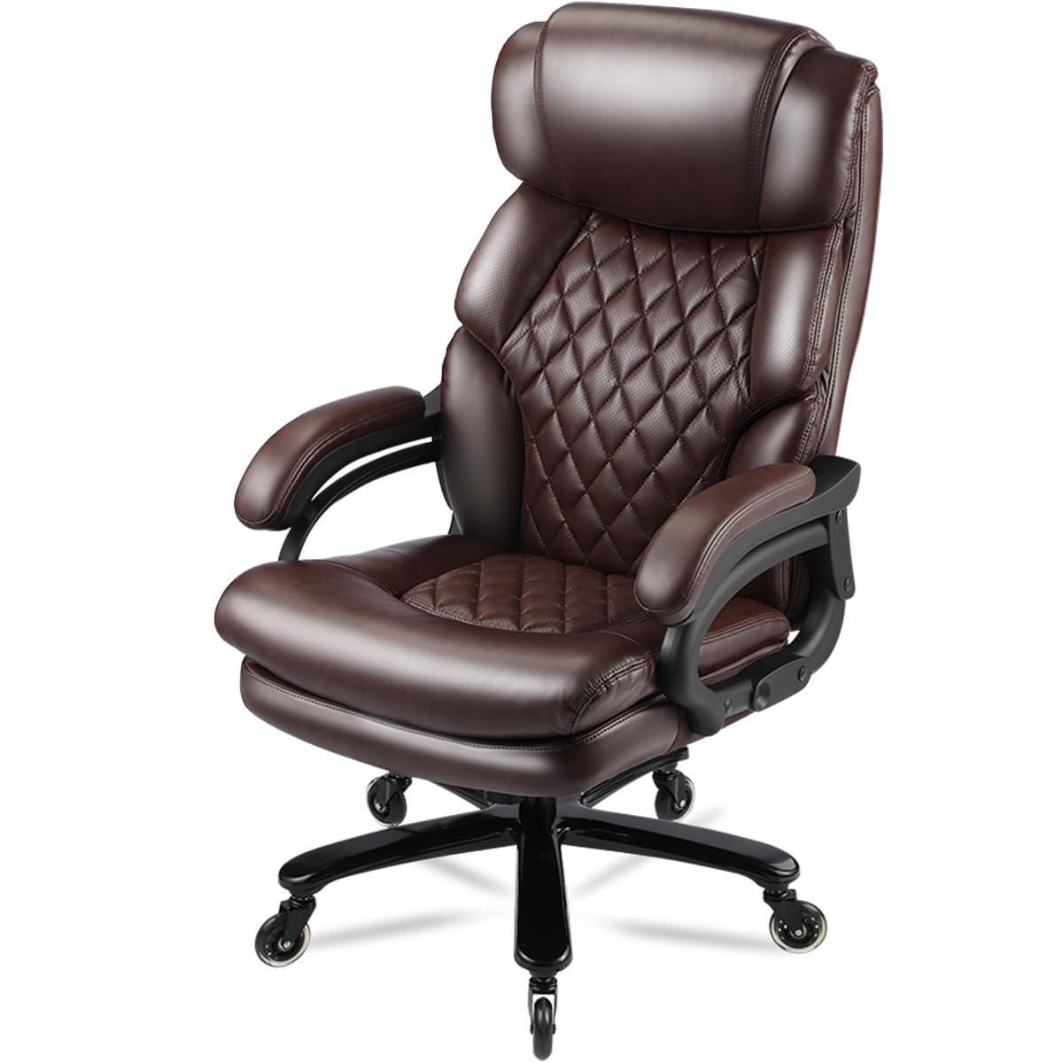 Big and Tall Office Chair for Heavy People - Heavy Duty Executive Chair with 360° Swivel & Casters, Ergonomic Support for Large Men, Brown - Perfect for Home Office, Gaming & Workspaces