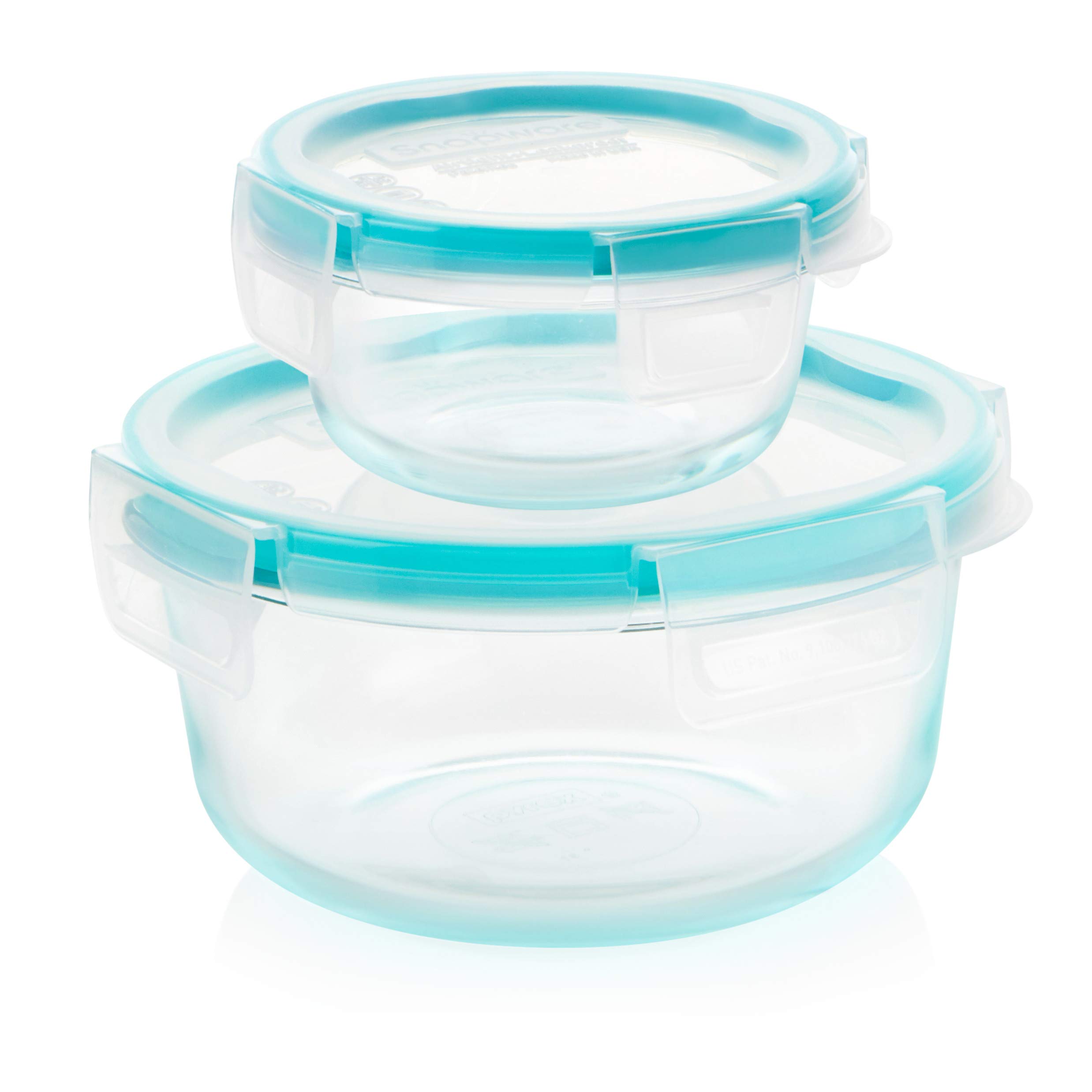 Snapware Total Solution Pyrex Round Glass Food Storage Container Set (4-Piece) - Airtight & Leakproof for Meal Prep, Leftovers & Pantry Organization
