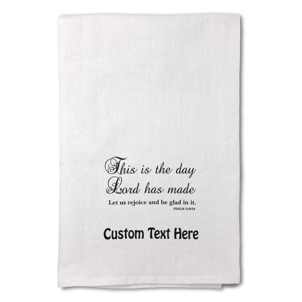 Custom Printed Flour Sack Kitchen Towels - Inspirational Prayer & Motivational Quote Dish Towels - 'This is the Day the Lord Has Made' Christian Home Decor - Perfect for Cooking, Baking & Kitchen Cleaning Supplies