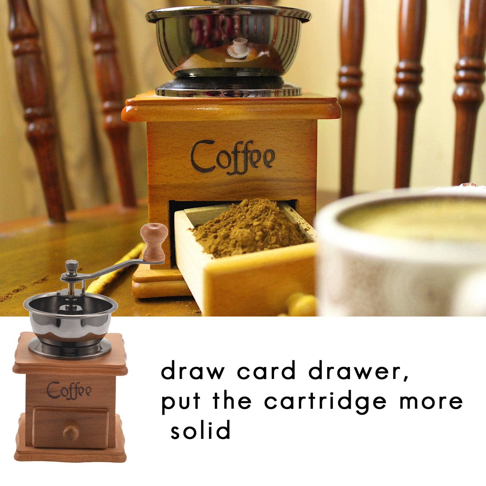 Premium Manual Coffee Grinder - Adjustable Ceramic Burr Mill for Fresh Ground Coffee Beans, Portable Hand Crank Coffee Bean Grinder for Espresso, French Press & Pour Over - Dark Brown - Perfect for Home, Office & Travel Use