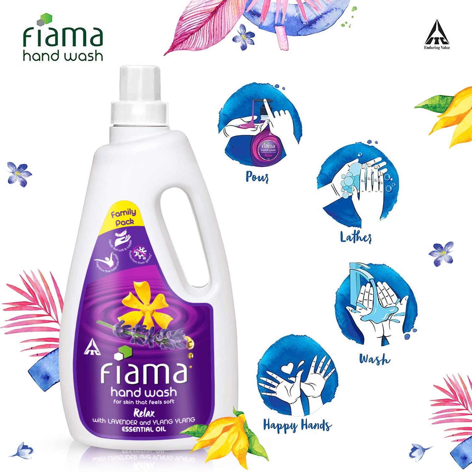 Fiama Relax Hand Wash Refill Pack - 1000ml Lavender & Ylang Ylang Scent | Moisturizing Hand Soap for Soft, Supple Hands | Perfect for Bathroom, Kitchen & Guest Washrooms