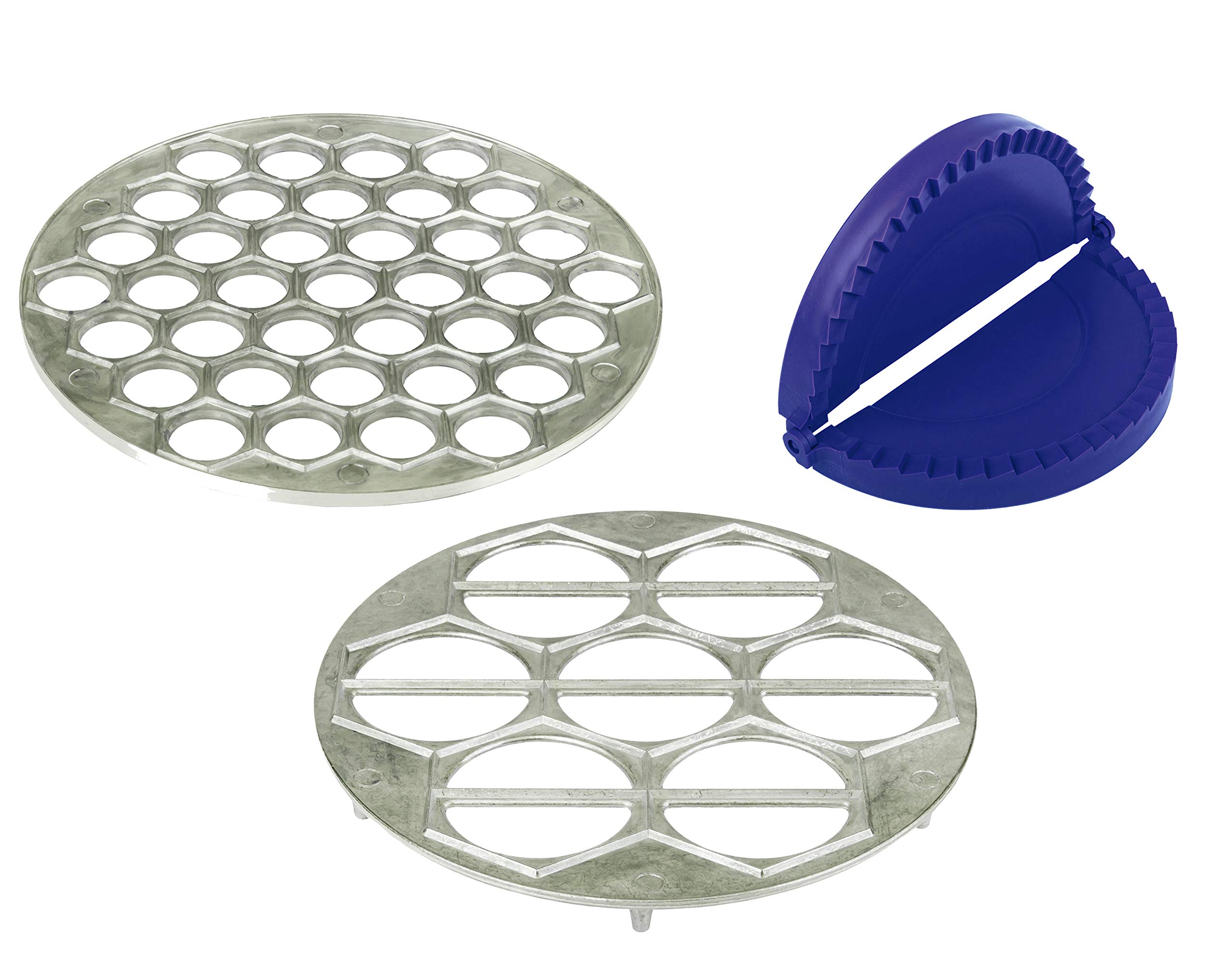 3-Pack Pelmeni & Ravioli Mold Set - Durable Plastic Dumpling Maker for Chebureki, Vareniki - Large Kitchen Pasta Press for Homemade Dumplings (Perfect for Family Cooking & Meal Prep)