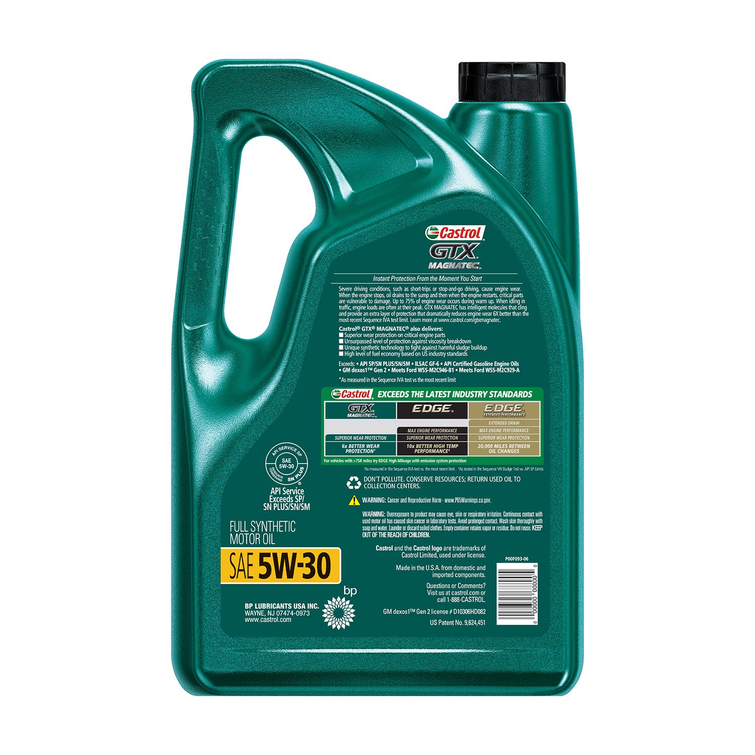 Castrol GTX MAGNATEC 5W-30 Full Synthetic Motor Oil - 5 Quart (3 Pack) | Advanced Engine Protection for Cars, Trucks & SUVs | Ideal for High Mileage, Extreme Temperatures & Stop-and-Go Driving