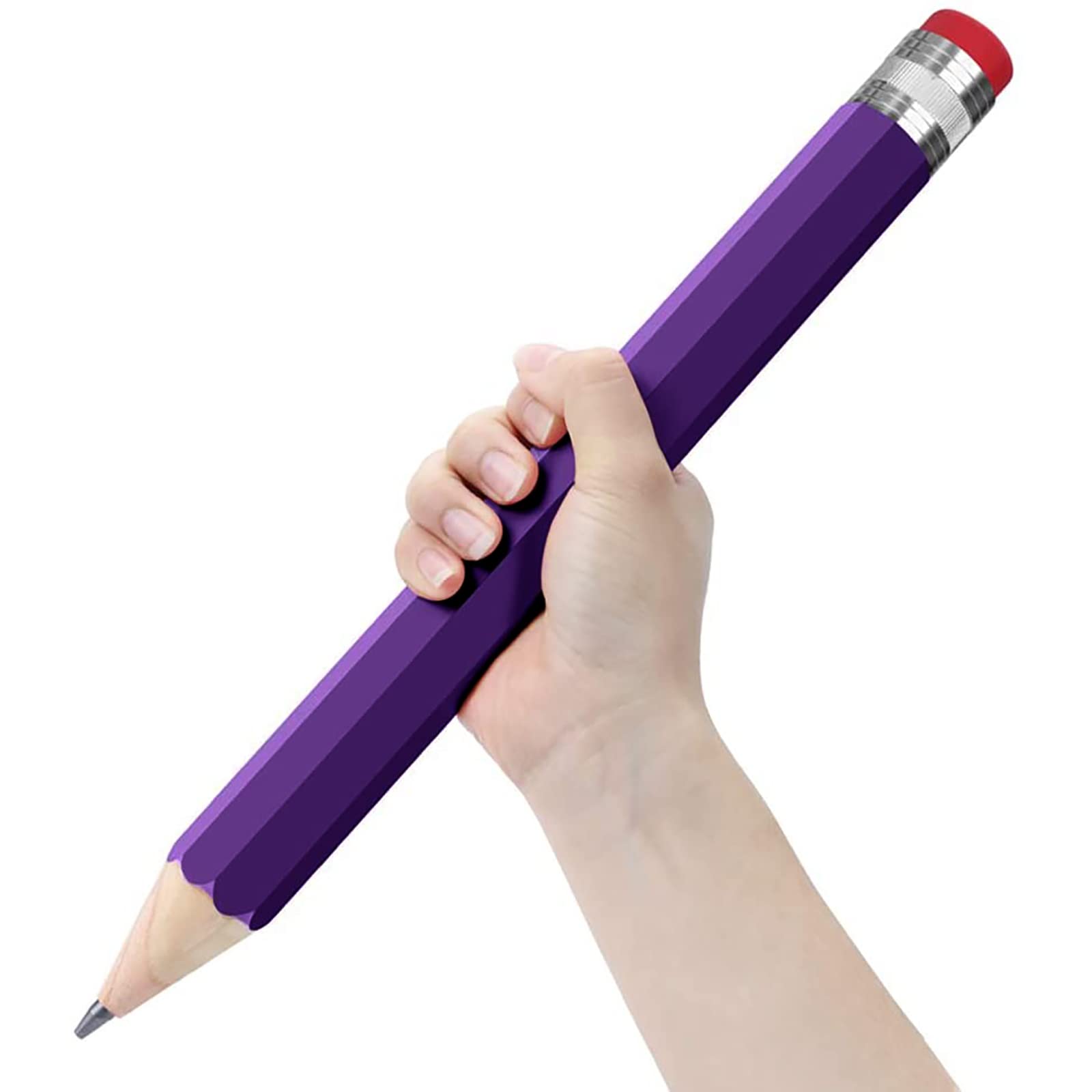 BUSHIBU 14 Inch Jumbo Wooden Novelty Pencil with Cap - Giant Purple Pencil for School Supplies, Teacher Gifts, Home & Office Decor - Perfect for Classrooms, Parties, and Creative Photo Props