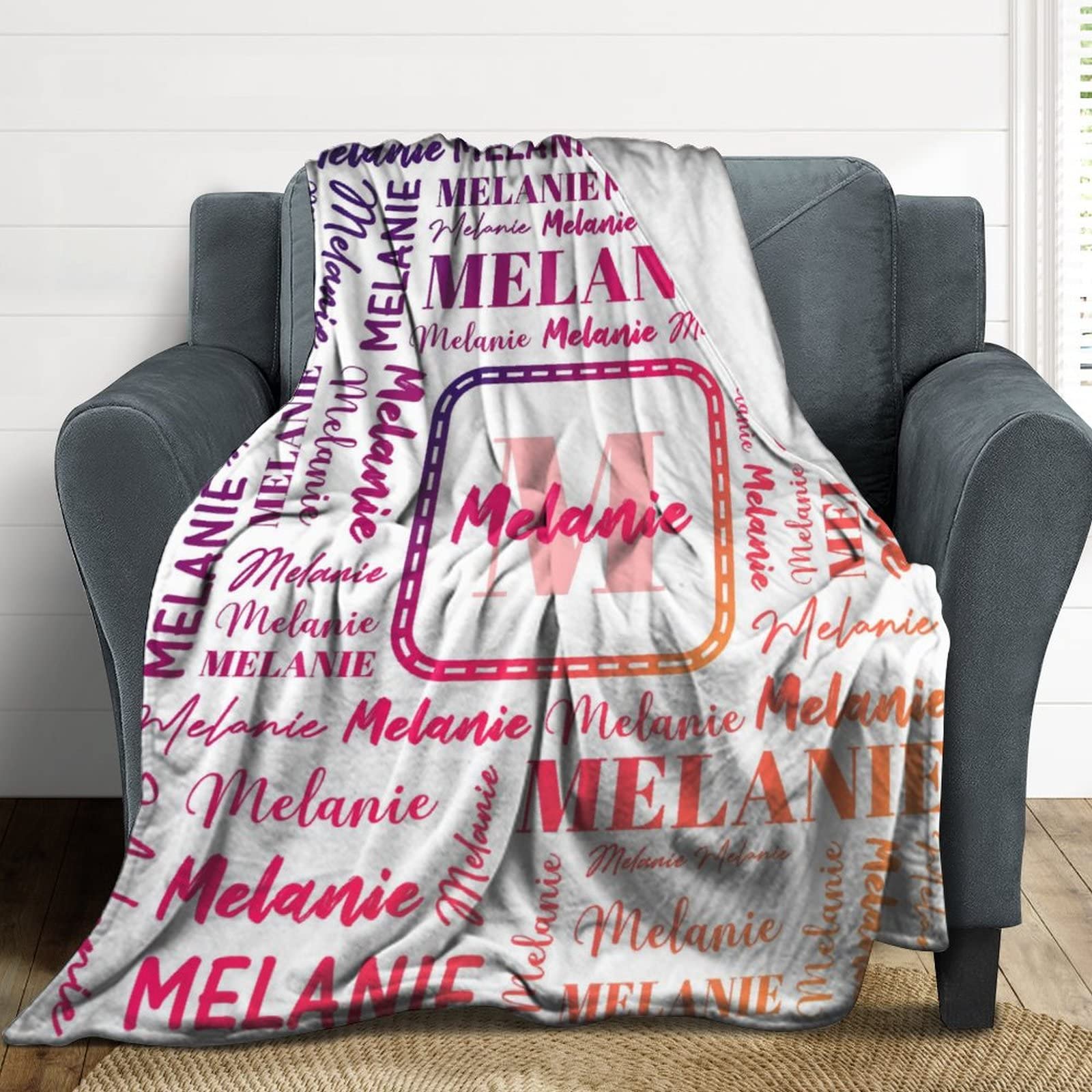 Personalized Baby Blankets for Boys & Girls - Custom Name Throw Blankets for Kids & Adults - 30