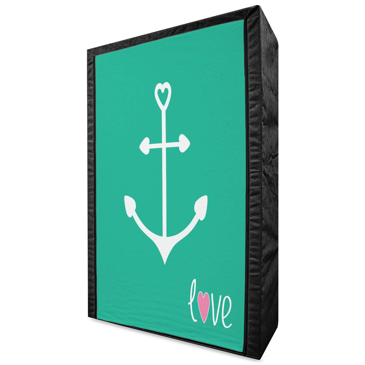 Lunarable Portable Fabric Wardrobe with Anchor & Heart Design - 42.5