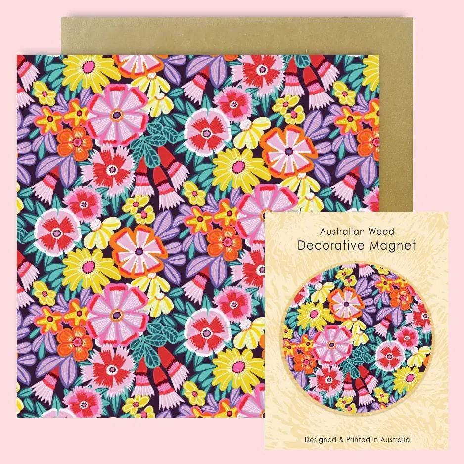 Flower Power Magnet & Greeting Card Gift Set - Perfect for Birthdays, Anniversaries & Thank You Gifts