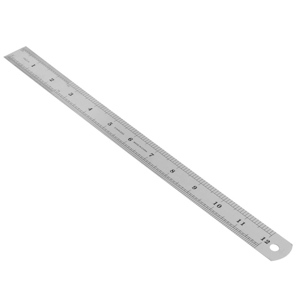 Youngy 12 Inch Stainless Steel Ruler - 30CM Double Sided Metal Pocket Ruler with Metric & Imperial Measurements - Perfect for School, Office, Engineering, and DIY Projects