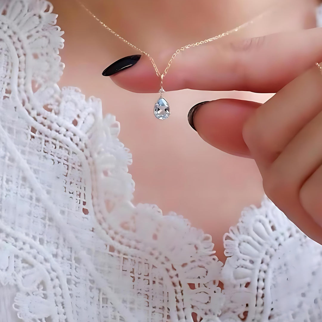 Natural Topaz Citrine Teardrop Pendant Necklace - 925 Sterling Silver Jewelry Gift for Women | Perfect for Birthday, Anniversary & Everyday Elegance
