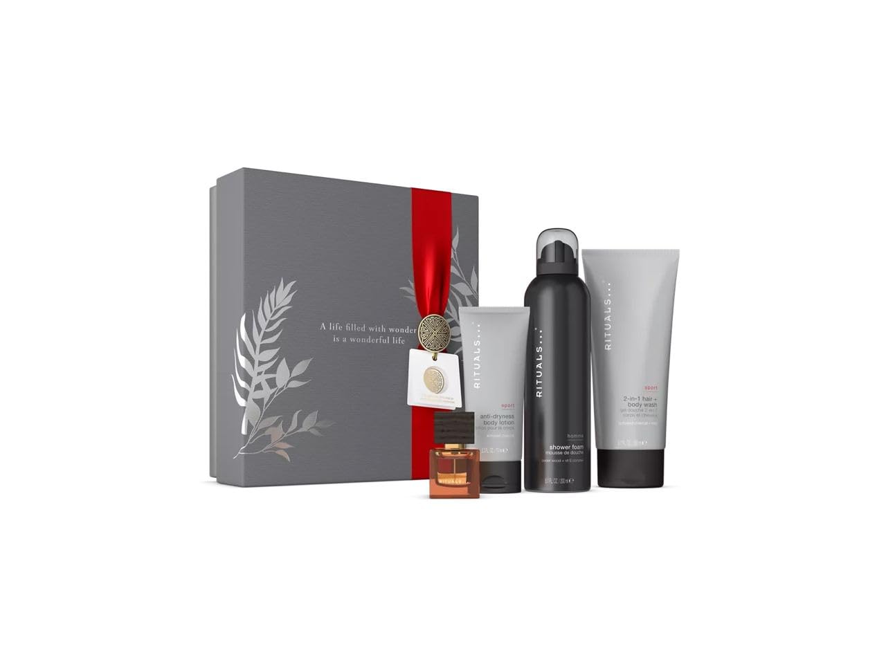 RITUALS The Ritual Homme Men's Luxury Gift Set - Foaming Shower Gel, 2-in-1 Shampoo & Body Wash, Hydrating Lotion, Travel Eau de Parfum - Perfect for Gifts, Travel & Daily Skincare Routine