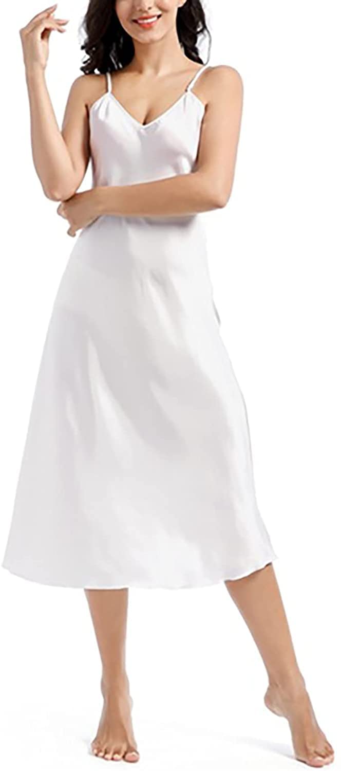 Women's Satin Nightgown - Long Silk Slip Sleep Dress with V-Neck | Elegant & Comfortable for Bedtime, Lounging & Romantic Occasions