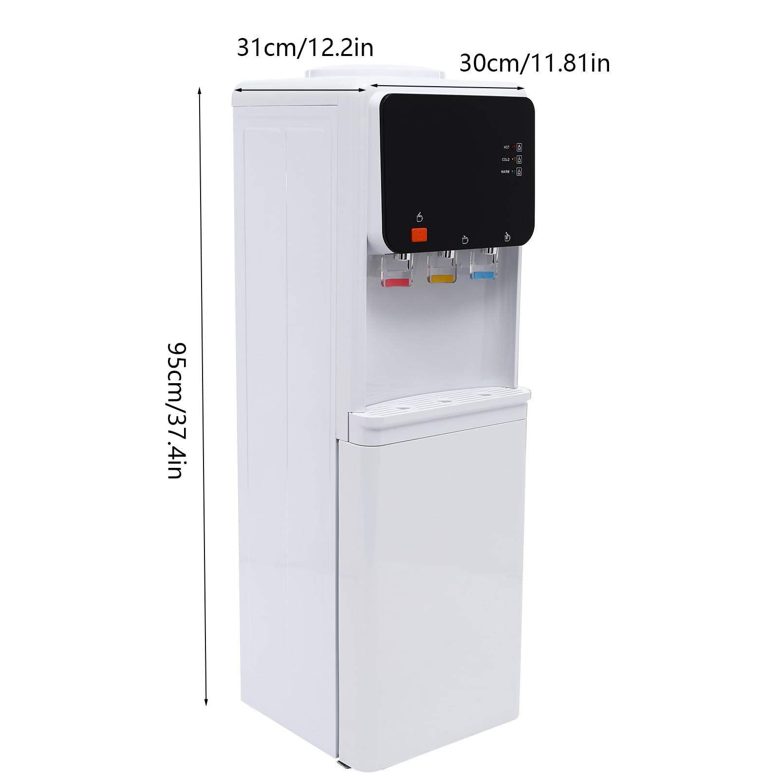 500W Top Loading Water Dispenser with Hot & Cold Water - 5 Gallon Standing Water Cooler for Office, Home & Apartment | Compact Rectangular Design for Countertops & Small Spaces