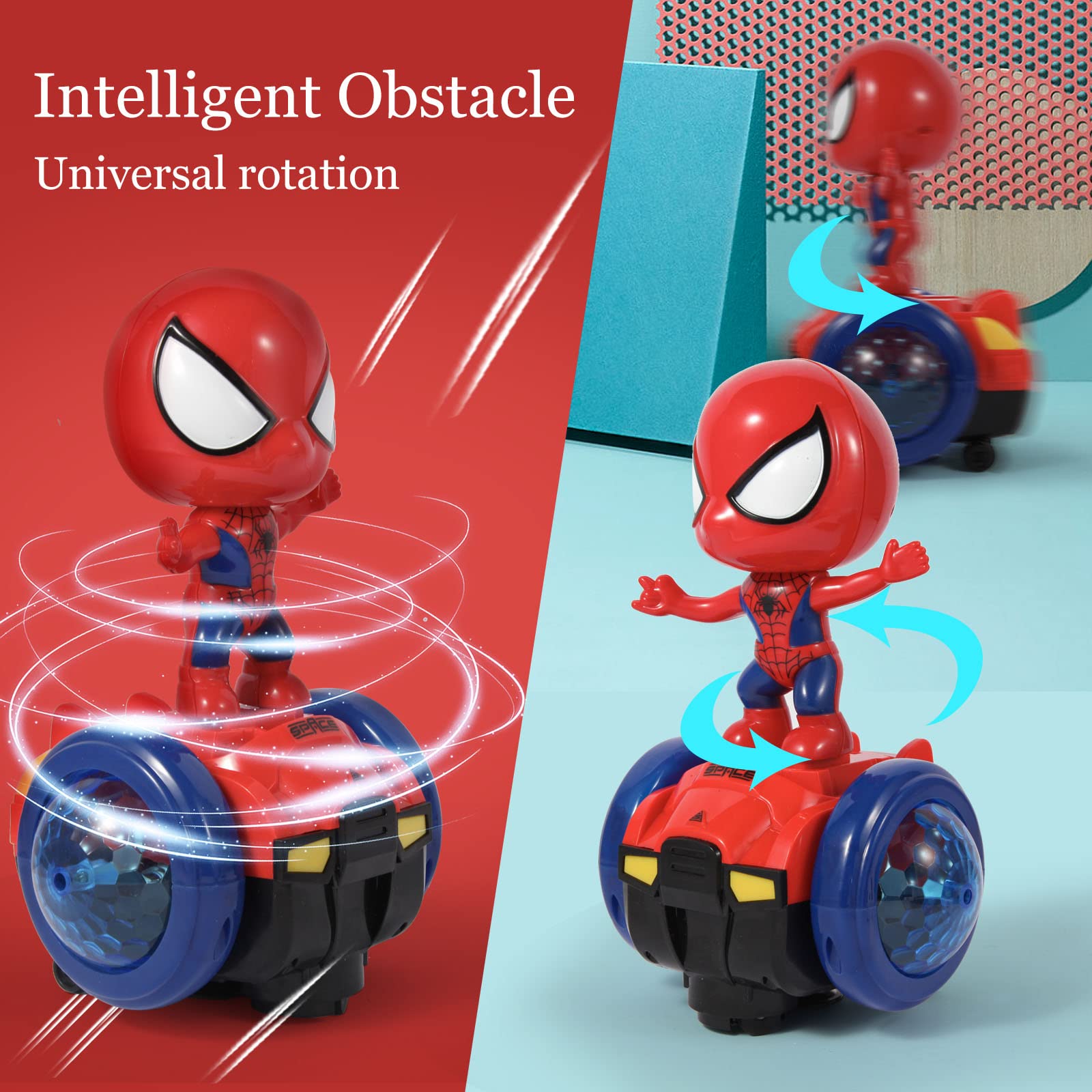 Dancing Spider Toy Robot with Music & Flashing Lights - Interactive Educational STEM Toy for Kids, Boys & Girls (Spiderman Red) | Fun Birthday Gift for Toddlers, Party Favors & Learning Playtime