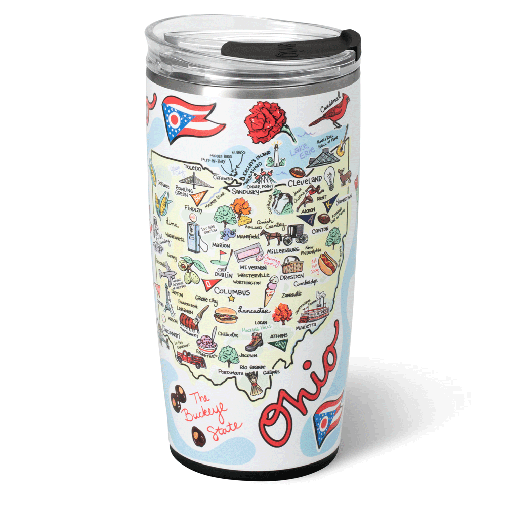 Ohio Tumbler 22oz - Insulated Stainless Steel Vacuum Cup with Lid & Straw - Perfect for Coffee, Tea & Cold Drinks - Ideal for Office, Gym & Outdoor Activities