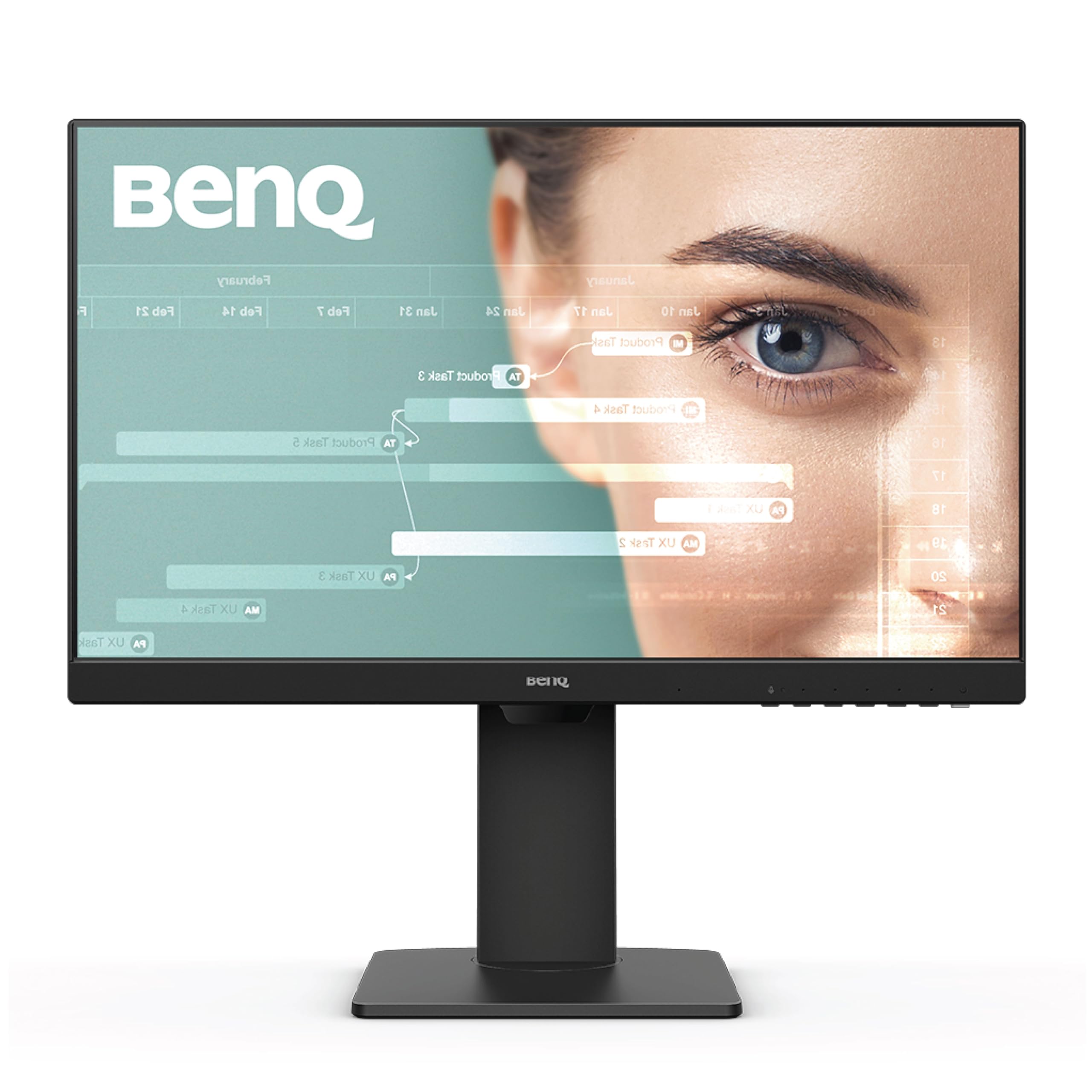 BenQ GW2485TC 24 Inch 1080p IPS Office Monitor with Eye Care Tech, Adaptive Brightness, Height & Tilt Adjustment - Built-in Speakers, Noise Cancelling Mic, Daisy Chain - DisplayPort, HDMI, USB-C - Perfect for Home Office, Coding, and Video Conferencing