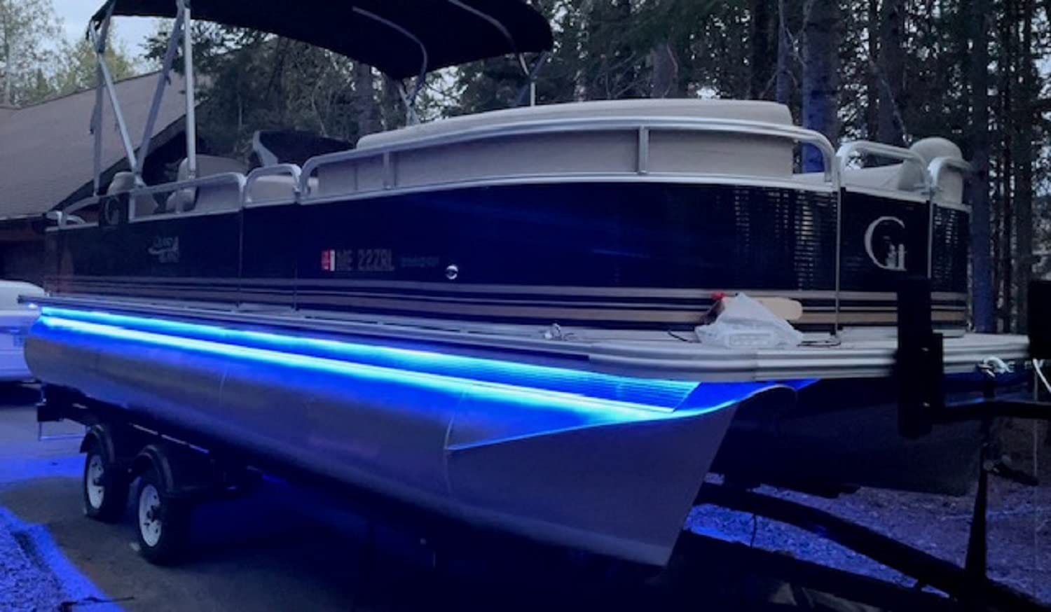 Green Blob Outdoors LED Boat Deck Lighting Kit - Blue Neon Style with Red & Green Navigation Lights for Pontoon Boats | DIY Under Deck Lighting for Night Cruising & Party Ambiance (Blue, 25 Lights)