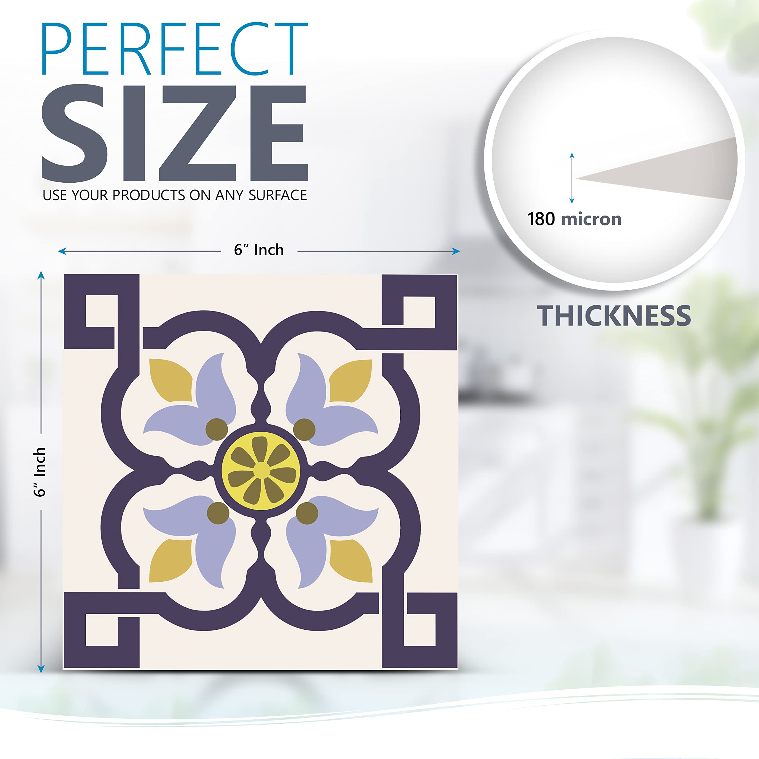 24-Piece Traditional Talavera Tile Stickers Set - Easy Peel & Stick Bathroom & Kitchen Tile Decals - 6x6 Inch Home Decor for Walls, Backsplash & Countertops (Kitchen Tiles Stickers C1) - Perfect for DIY Home Renovation, Apartment Upgrades & Rental Property Decor