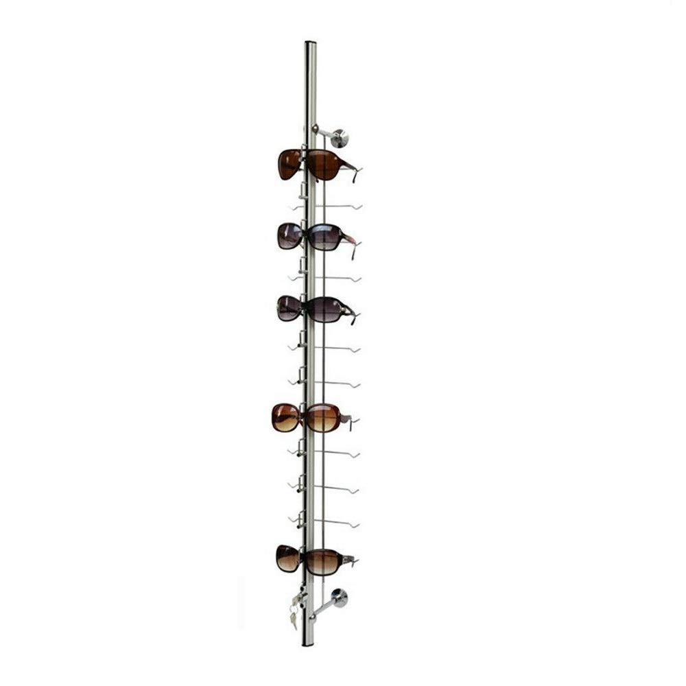 Lockable Eyeglass Holder Display Stand - 10PC Set with 1.1m Rod Holds 12 Frames | Secure Sunglasses & Eyeglasses Organizer for Retail Stores, Optical Shops, and Home Display