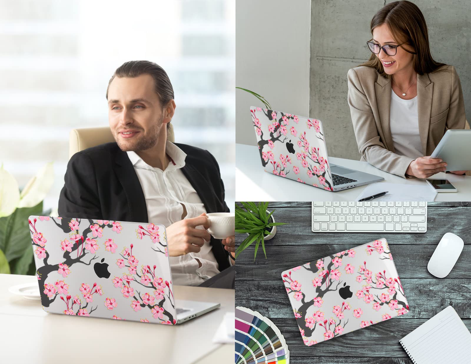 CISSOOK 16-inch MacBook Pro Hard Shell Case (2021-2024 Models) - Cherry Blossom Floral Design Protective Cover for MacBook Pro 16.2