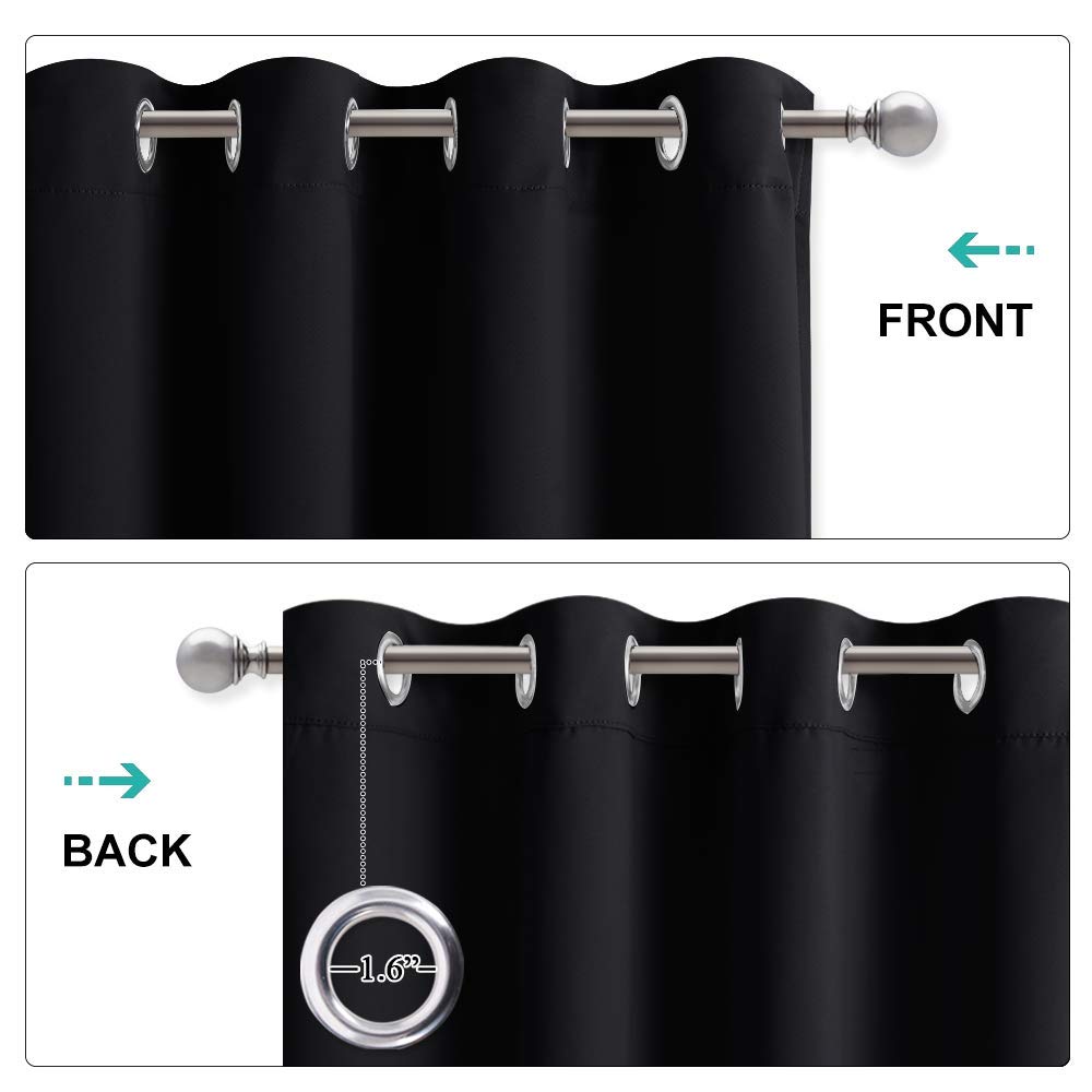 NICETOWN Blackout Curtains for Nursery & Bedroom - 100% Light Blocking, Noise Reducing, Thermal Insulated Drapes - Soundproof Window Treatments for Home, Office, Hotel (52x63 Inches, Black) - Perfect for Better Sleep, Privacy & Energy Efficiency