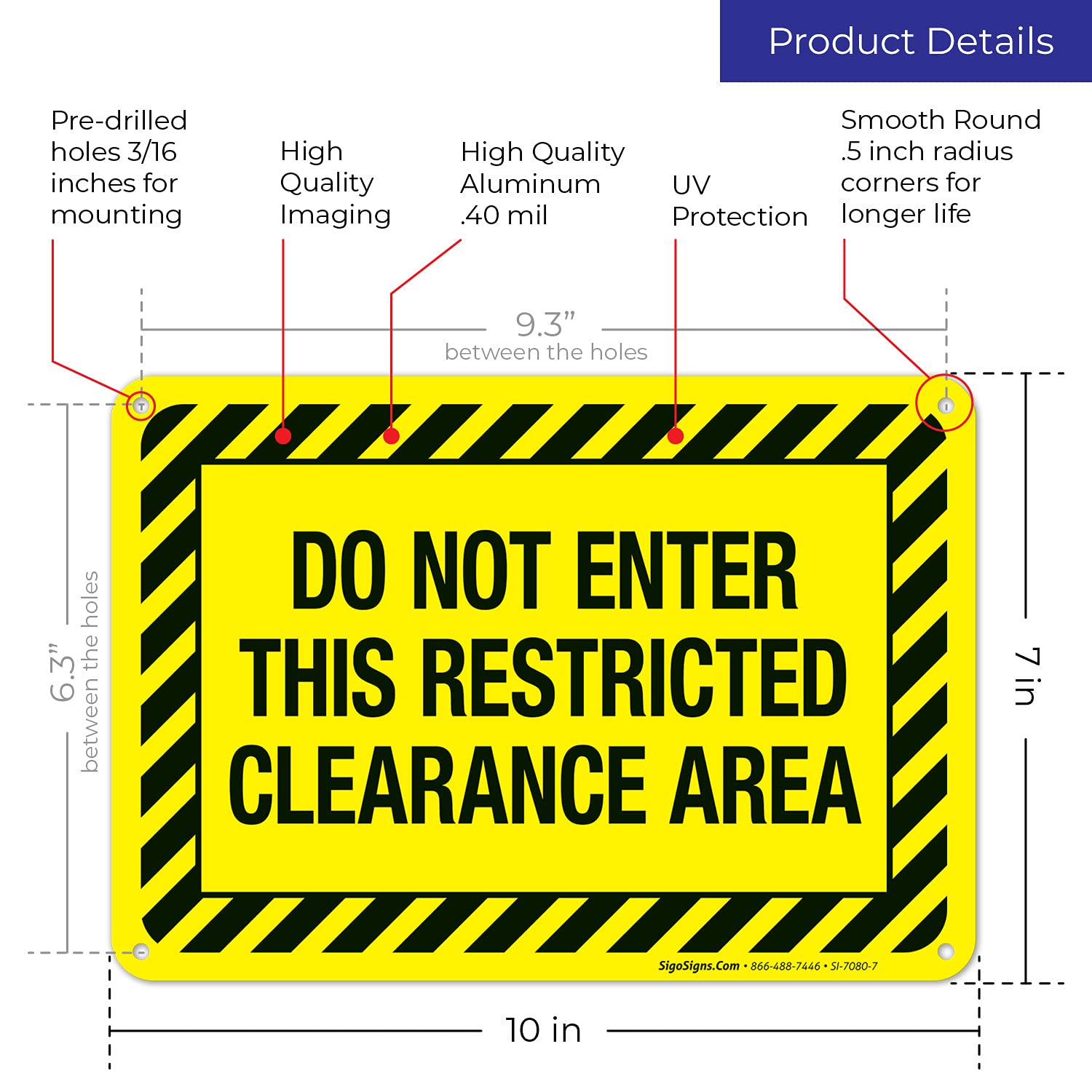 Do Not Enter This Restricted Clearance Area Sign - 10x7 Inches Rustproof Aluminum Safety Sign - Fade Resistant OSHA Warning Sign for Construction Sites & Warehouses - Made in USA