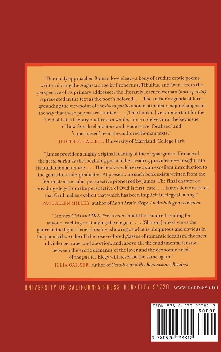 Learned Girls and Male Persuasion: Gender and Reading in Roman Love Elegy - Explore Ancient Roman Literature & Gender Studies for Academic Research & Book Clubs