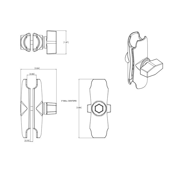 RAM B-201U Double Socket Arm for 1