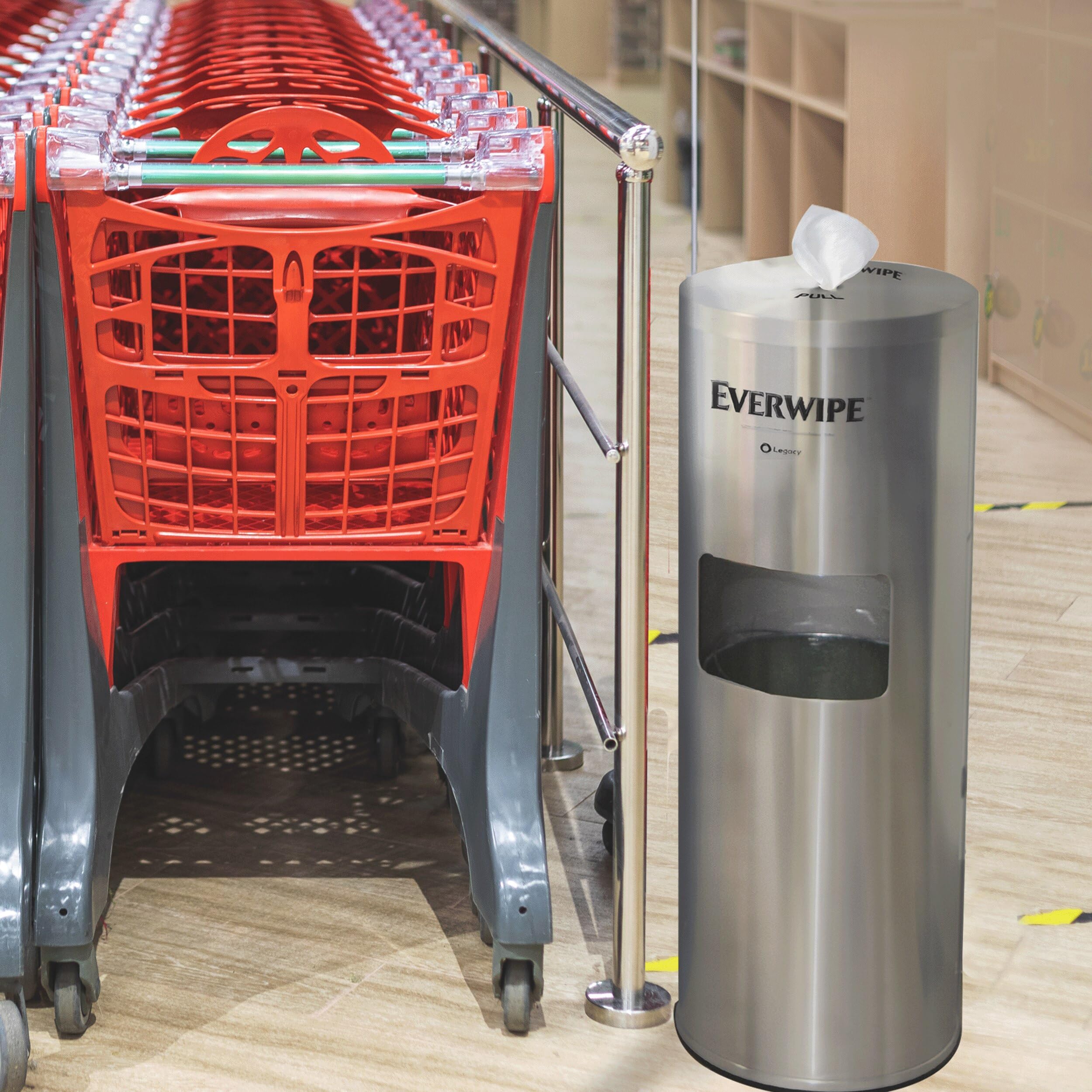 Tork Everwipe Stainless Steel Wet Wipe Dispenser with Built-In Trash Bin - Heavy Duty Commercial Grade (Model 192853, SSWIPE-DISP) - Perfect for Restaurants, Hospitals, and Office Break Rooms