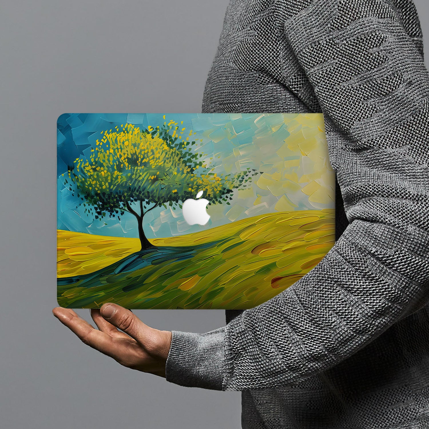 Premium MacBook Case with Elegant Tree Painting Design - Durable & Stylish Laptop Cover for MacBook Air/Pro - Perfect for Work, Travel & Home Use